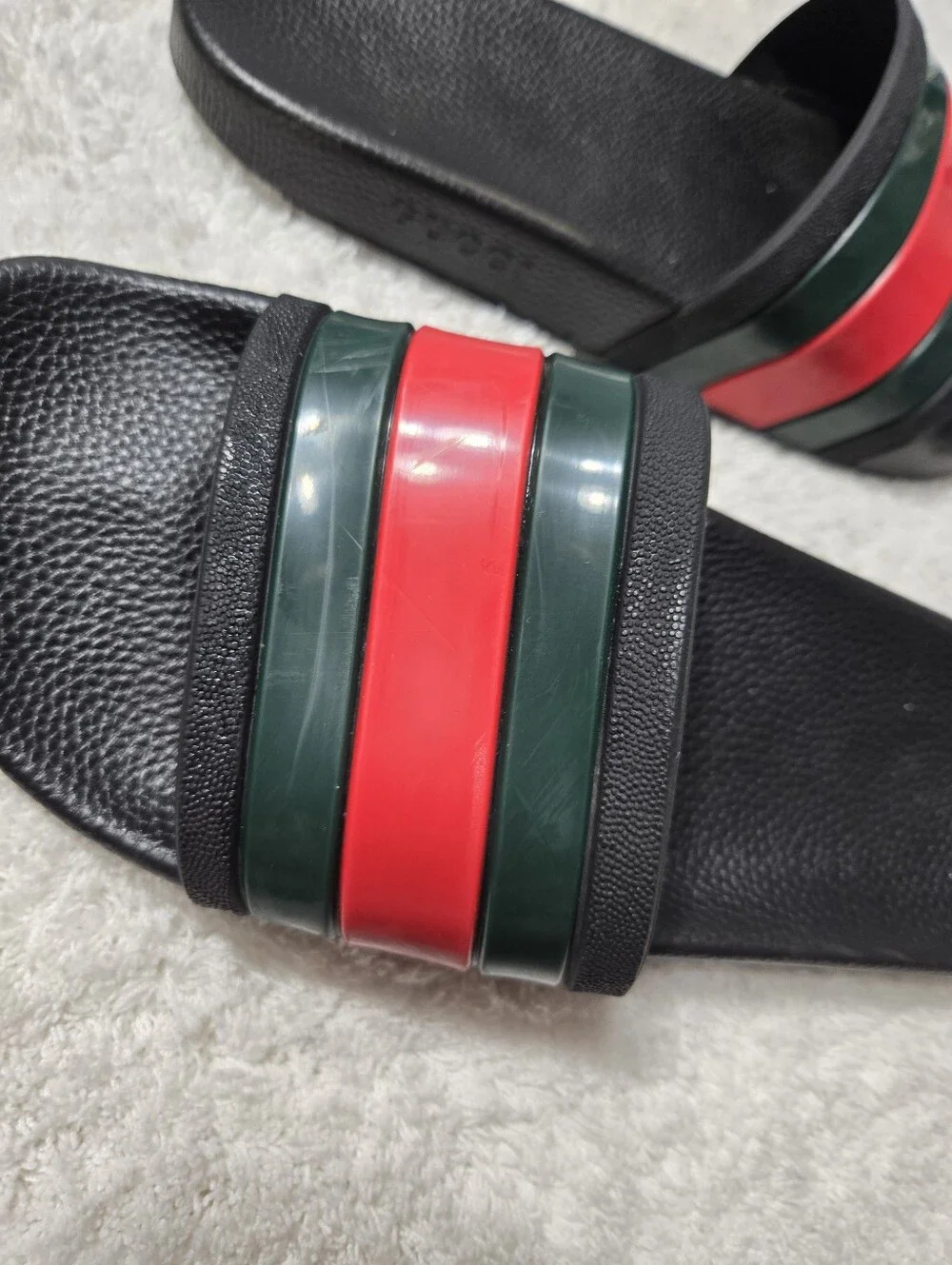 Men's Fashion Striped Pool Side Vynil Slides Sandals Sz 9
